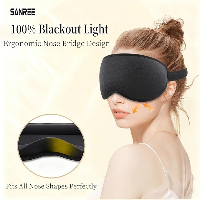 Sleep Mask for Side Sleeper, 3D Contoured Blackout Sleeping Mask,Breathable Sleep Masks for Women Men,Eye Masks for Sleep,Adjustable Eye Cover Blindfold with lash Extensions for Trave,Nap,Night Work - Bloomnest