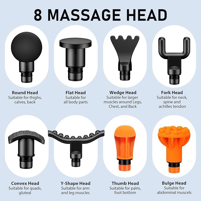 RAEMAO Massage Gun, Massage Gun Deep Tissue, Back Massage Gun for Athletes for Pain Relief Attaching 10 PCS Replacement Heads, Percussion Massager with 10 Speeds & LED Screen, Grey - Bloomnest