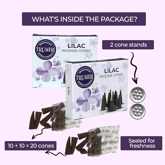 Lilac Incense Cones - 20 Cone Incense - Dual Pack of 10 - Scented