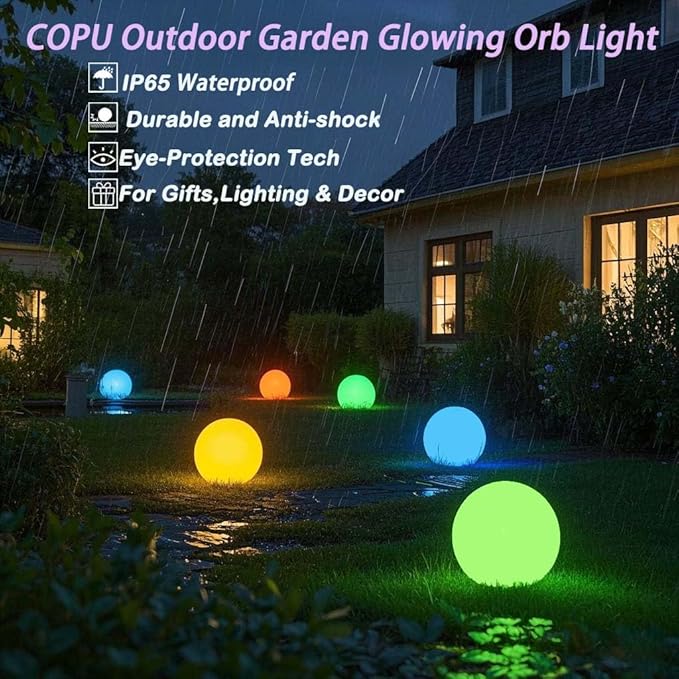12-Inch LED Ball Light, Changing Glowing Orb Light with Remote, Soft Dimmable Globe Floor Lamp, Rechargeable Globe Mood Lamp, Waterproof Decorative Cordless Night Lights for Home Bedroom Nursery Patio - Bloomnest