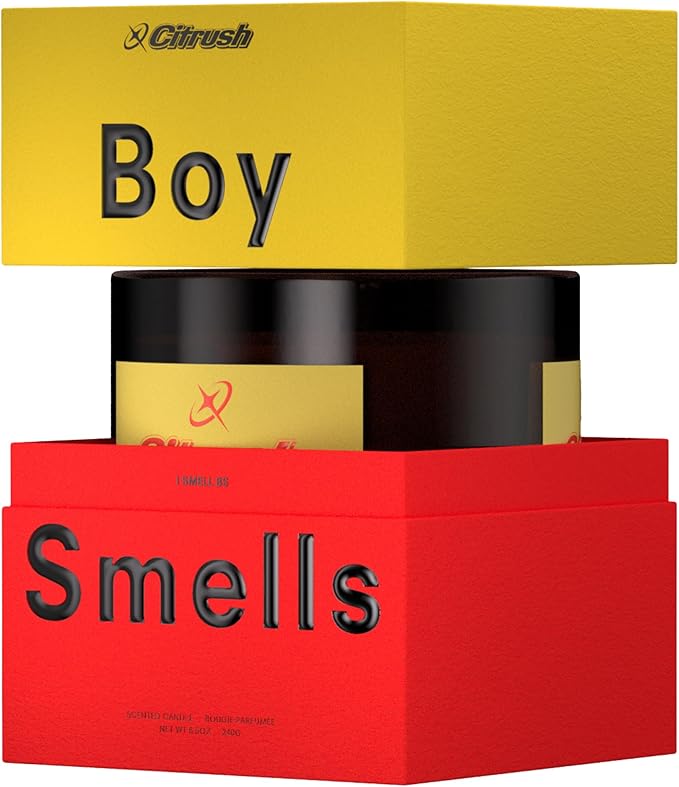 Boy Smells Citrush Candle – Bright Citrus Aroma – Warm Musk Finish – Pomelo Oil – Clean Burning Scented Candle – Long-Lasting Fragrance Throw – Vegan Soy Wax Blend – 8.5oz Glass Jar - Bloomnest