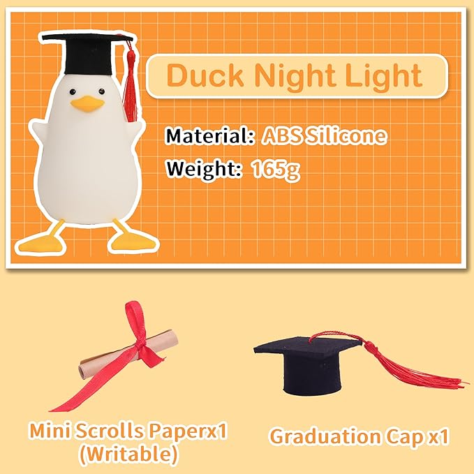 Attivolife Preschool Graduation Gift - Duck Night Light with Dimmable, LED Silicone Lamp, 2024 Cute Kindergarten Pre-K Graduation Gift for Kid Boy Girl - Bloomnest