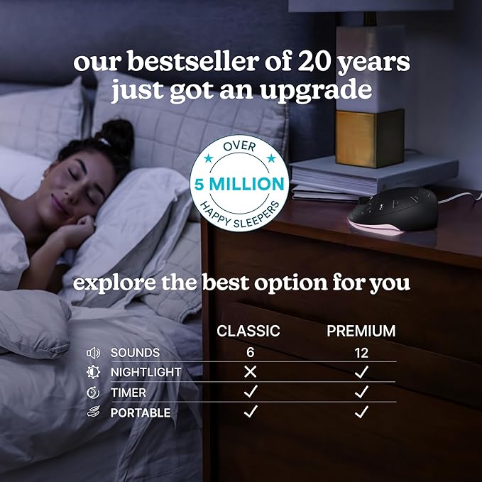 Homedics Sleep Better Portable Sound Machine, Night Light,12 Soothing Sounds Including White Noise, Rain, and Thunderstorm, Ultra-Portable Design, Auto-Off Timer, Ideal for Travel & Baby Sleep, Black - Bloomnest