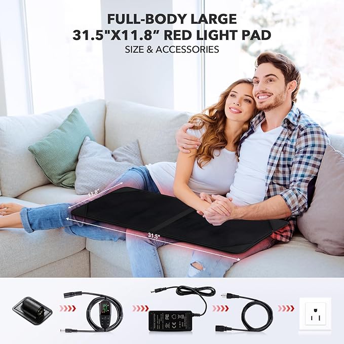 Red Light Therapy for Body, 31.5" * 11.8" Red Light Therapy Pad, Dual Chip Grade 360 LEDs 660nm & 850nm Infrared Light Therapy for Body Back Waist Shoulder Knee Joint Pain Relief, Gift for Women Men GMOWNW