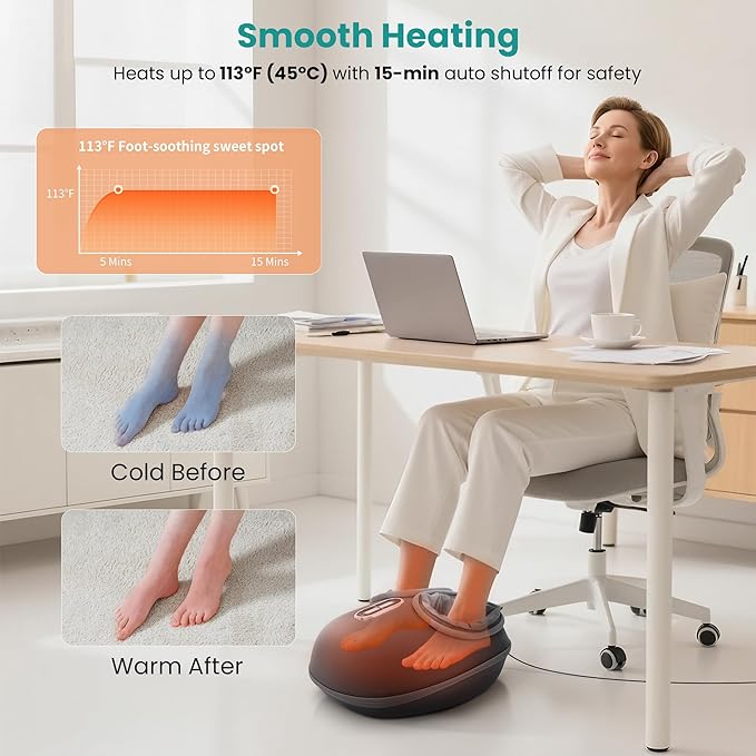 Nekteck Shiatsu Foot Massager with Heat, FSA Eligible Deep Kneading Therapy Air Compression, HSA Feet Massage Improve Blood Circulation Foot Wellness Soothing Pain Relief, Relax for Home Office Use - Bloomnest