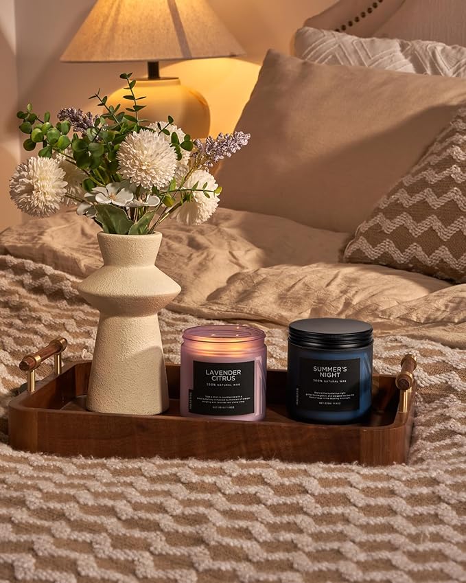 M&SENSE Soy Candles for Home Scented, 11.6oz Lavender Citrus Scent Aromatherapy 70H Burn Time, Stress Relief Gifts for Mom Girlfriend Teacher, Medium Jar Candle for Spa, Bath, Yoga - Bloomnest