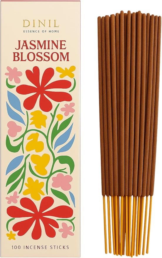 Dinil Jasmine Blossom Incense Sticks – 100 Sticks | Hand-Rolled, Charcoal-Free | Clean Burn, Low Smoke | Aromatic Incense for Meditation, Yoga & Home Fragrance Dinil