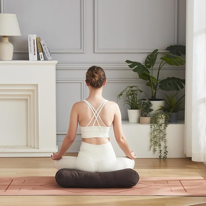 Meditation Cushion Bolster Pillow for Restorative Yoga – Supportive Cushion for Meditation, Pilates, and Relaxation – Filled with Buckwheat Hulls - Removable Cover - Bloomnest