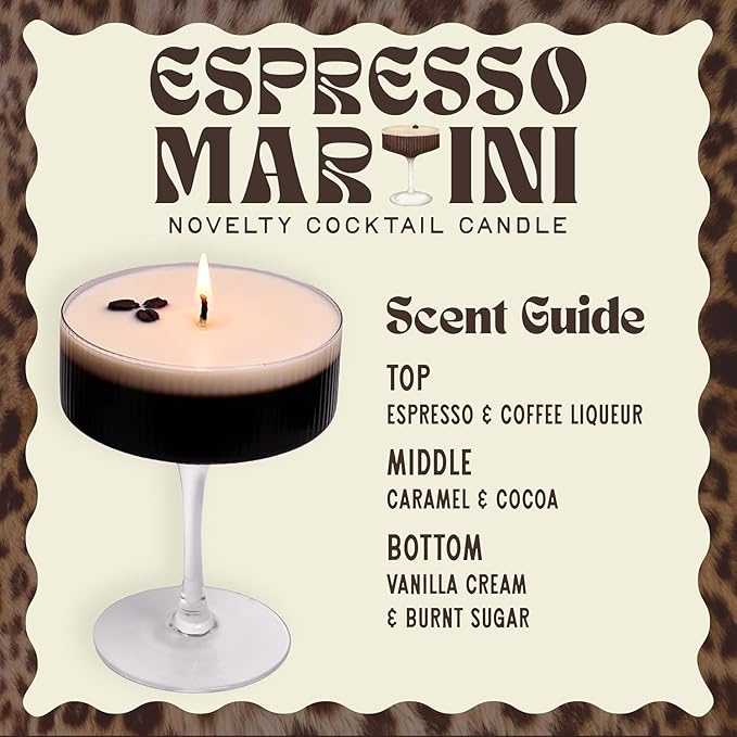 Espresso Martini Candle, 50+ Hour Long-Lasting Burn Handcrafted Decorative Candles for Home Scented, Coffee Bar Accessories & Decor, Birthday Candle Martini Party Decorations - Bloomnest