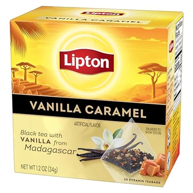 Lipton Black Tea Vanilla Caramel, Pyramid Tea Bags, Flavored Teabags, 20 Total Bags - Bloomnest