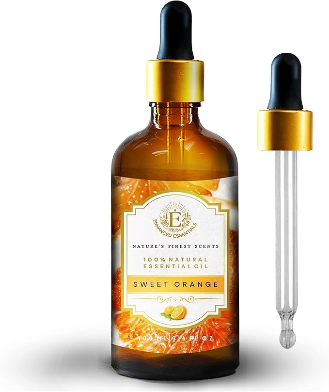 Luxurious Sweet Orange Essential Oil by Enhanced Essentials| Slow Distilled & Pure| for Home Cleaning,Aromatherapy,Bath,Perfume,Soap & Candle Making| Ideal for Business|3.38 fl oz (100 ml) - Bloomnest