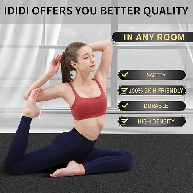 Large Yoga Mat (6'x 4') - Extra Long and Wide 72 x 48 inches, Non-Slip POE Fitness Mat, Eco-Friendly, Thick Wide Exercise Mat for Home Workouts,Ideal for Yoga and Pilates.