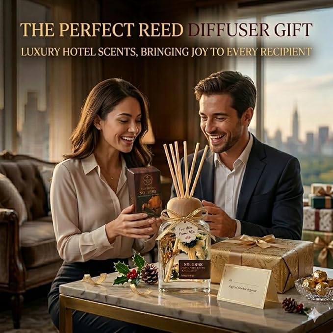 Luxury Hotel Scent Reed Diffuser 100ml (3.38oz) | No.1898 Hotel Collection Diffuser Oil Inspired by Ritz Carlton | Home, Bathroom & Office Decor | Long-Lasting Room Freshener Gift Set - Bloomnest