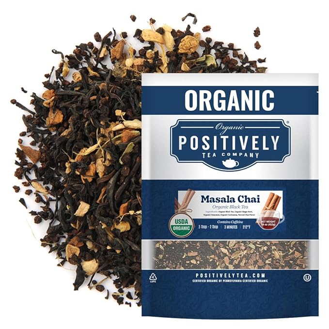 Organic Positively Tea Company, Masala Chai Black Tea, Loose Leaf, 16 Ounce - Bloomnest