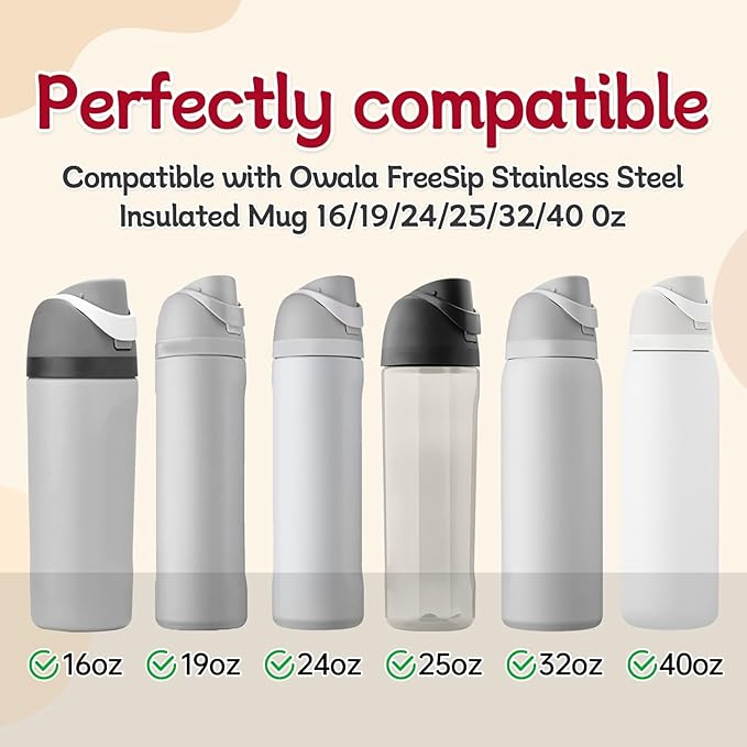 2 Sets Replacement Stopper and O Ring Gasket Compatible with Owala FreeSip 24oz 32oz,Water Bottle Lid Insert Cap Rubber Seal Parts for Owala 16/19/24/32/40oz Mouthpiece Accessories F5 Frokolla