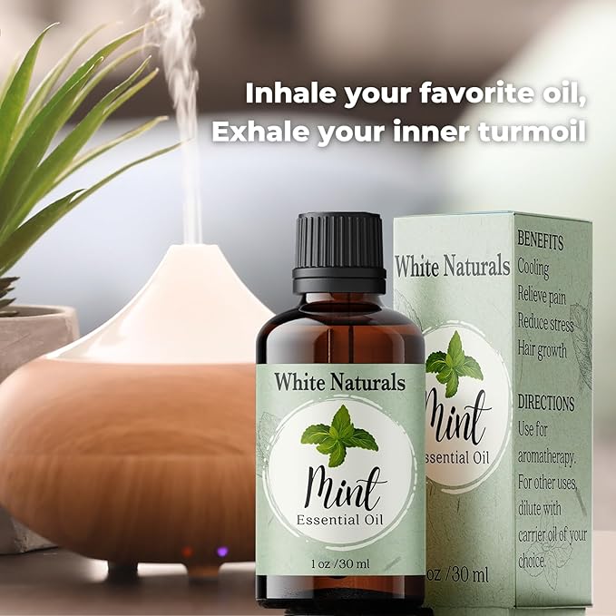 Organic Mint Essential Oil, Refreshes & Energizes The Spirit and Body, 100% Pure Natural Mint Oil for Diffuser, Aromatherapy, Hair Care, Skin Massage, Candle and Soap Making 1 Fl oz - Bloomnest