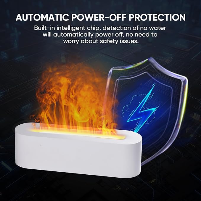 Essential Oil Diffuser, Fireplace Flame Fire Oil Diffuser, 150ml Ultrasonic Cool Mist Aromatherapy Humidifier, Scent Aroma Diffuser with 7 Colors Light, Timer & Auto-Off for Home, Room (White) - Bloomnest