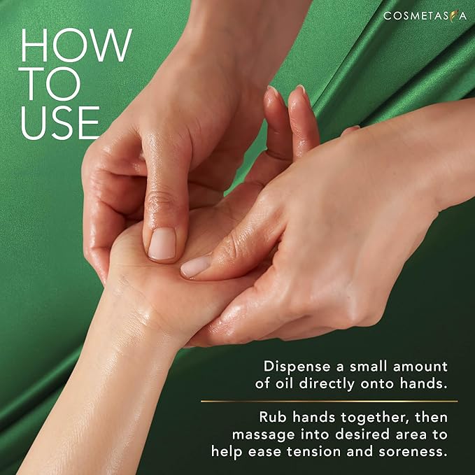 Cosmetasa Sore Muscle Massage Oil with Deep Tissue Massager - Thumb Saver and Oil Soothes Muscle and Joint with Arnica Extract, Peppermint, Chamomile, and Lavender Oil 8.8 Fl Oz - Bloomnest