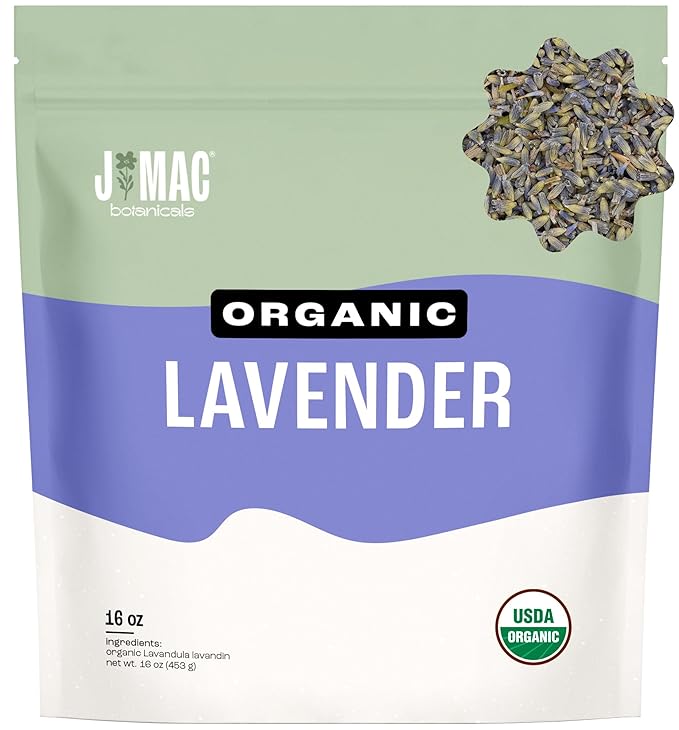 J MAC BOTANICALS, Organic Lavender Buds (16 oz, 1 Pound Bag) Bulk, Dried Flowers, Flower - Bloomnest