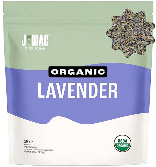J MAC BOTANICALS, Organic Lavender Buds (16 oz, 1 Pound Bag) Bulk, Dried Flowers, Flower - Bloomnest