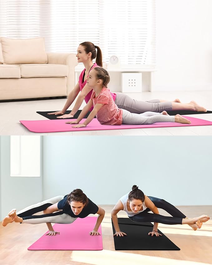 Woanger 2 Pack Yoga Mats (72x24) 3/8 Inch Thick Exercise Yoga Mat for Home Workout with Strap Non Slip Pilates Gym Supplies for Women Men - Bloomnest