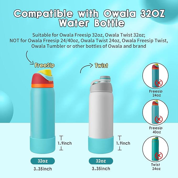 2PCS Silicone Water Bottle Boot, Compatible with Owala 24oz 32oz 40oz, Protective Anti-Scratch & Anti-Dent No Noise Sleeve Cover for FreeSip/Twist/Flip Water Bottles (Summer Sweetness, 32oz) BKBY