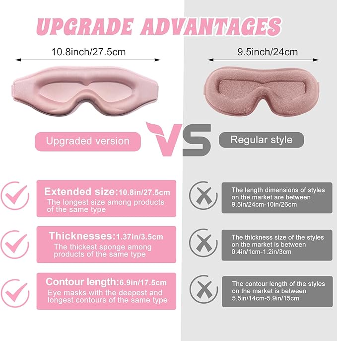 3D Advanced Eye Mask for Sleeping，Ultra Delicate Soft Skin Friendly Eye mask，100% Blackout Sleep Eye Mask for Sleep, Eyelash Extension Sleep mask - Bloomnest