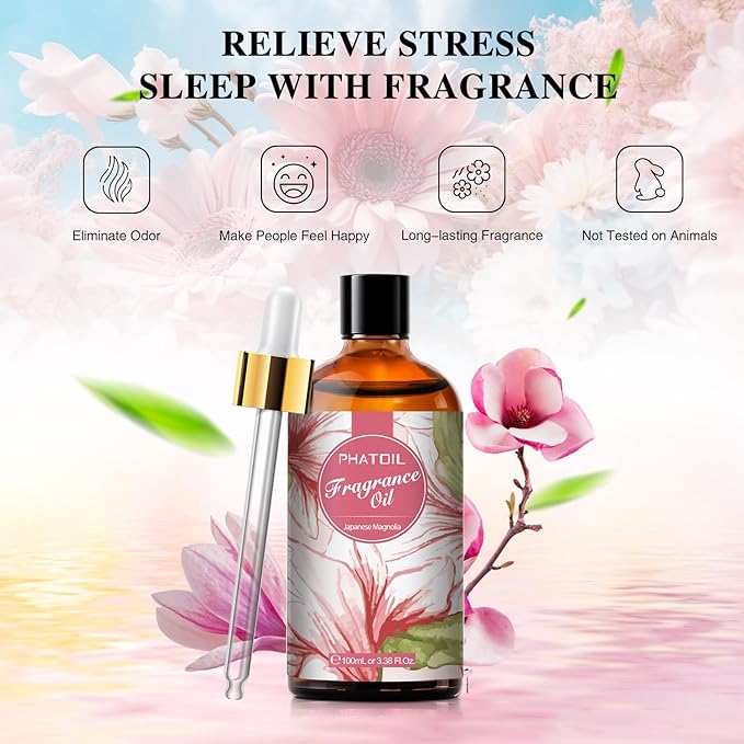 PHATOIL 3.38FL.OZ Japanese Magnolia Fragrance Oils for Aromatherapy, Essential Oils for Diffusers for Home, Perfect for Diffuser, DIY Candle and Soap Making, DIY Scented Products - 100ml - Bloomnest