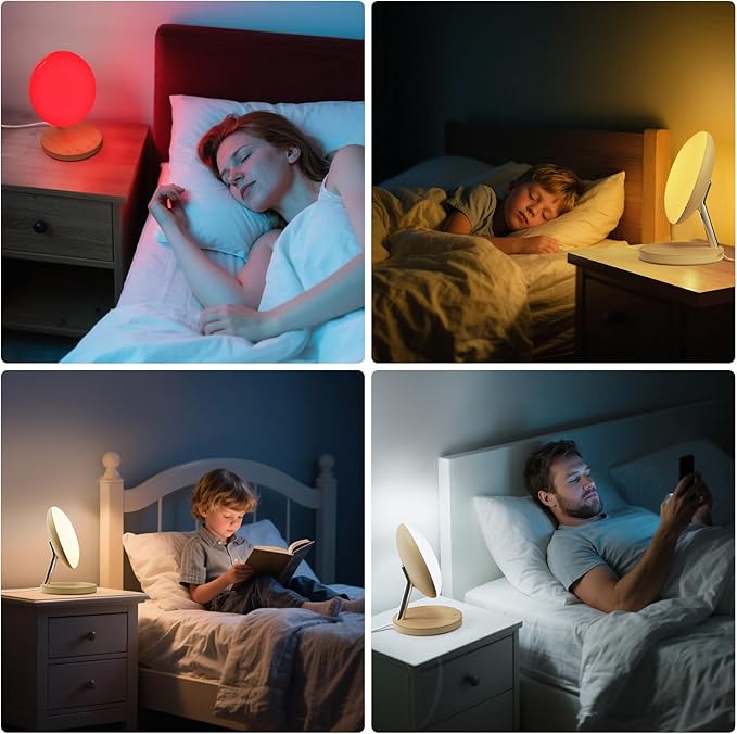Light Therapy Lamp,Red Night Light with 5-Level Brightness & 4 Color Modes, 670nm Adjustable USB Red Light Night Light Lamp for Sleep,Stress Relief Relaxation - Bloomnest