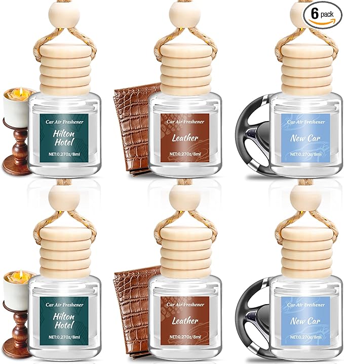 6 Pack Premium Car Air Freshener, Long Lasting Luxury Diffuser Set, Hanging Executive Vehicle Interior Decor Scent Unisex - Bloomnest