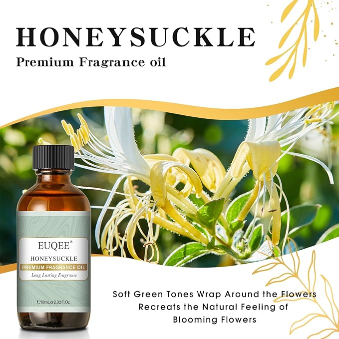 EUQEE Honeysuckle Fragrance Oil 60 ml Premium Fragrance Essential Oil with Glass Dropper for Candle Making, DIY Bath Bombs, Aromatherapy (2.02 Fl oz) - Bloomnest