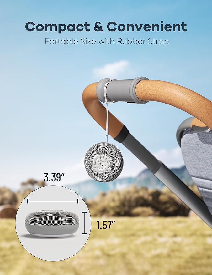 Portable Sound Machine, Long Battery with Loud Bluetooth Speaker, 39 Special Soothing Sounds, White Noise Sound Machine for Sleeping