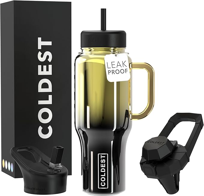Coldest Tumbler with Handle and Straw - 100% Spill Proof Tumbler with Straw (3 Lids) - Stainless Steel Insulated Leakproof Tumblers for Women & Men - Cup Holder Friendly - 36 oz (Imbued Nova) - Bloomnest