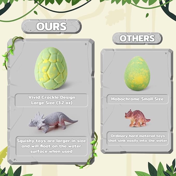 Bath Bombs with Surprise Dinosaur Toys Inside, 12 Pack Organic and Natural Bubble Bath Bombs, Stocking Stuffers for Kids, Bath Bomb Set for Her/Him,Mothers Day Presents for Mom - Bloomnest