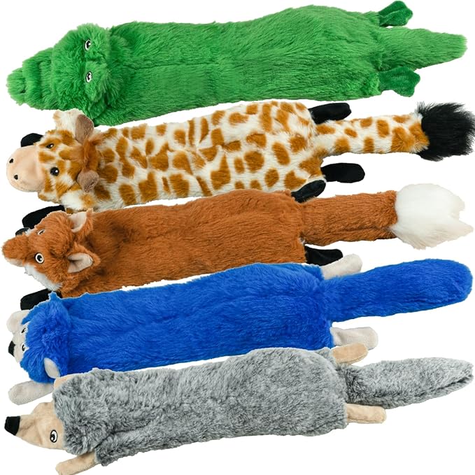 SHARLOVY Dog Squeaky Toys No Stuffing 5 Pack, Plush Crinkle Dog Toys for Large Breed, Durable Doggie Chew Cute Animals Puppy Toy for Teething - Bloomnest