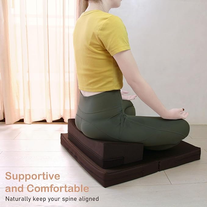 Meditation Cushion - Floor Pillow for Adults - Floor Seating & Meditation Pillow - Yoga Bolster with Washable Cover - High Density Responsive Bamboo Charcoal Foam for Sitting - Bloomnest