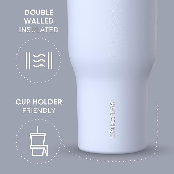 Hydrapeak Nomad 40 oz Tumbler with Handle and Straw Lid, Leakproof, Double Insulated, 40oz Cup Stainless Steel (Iceberg) - Bloomnest