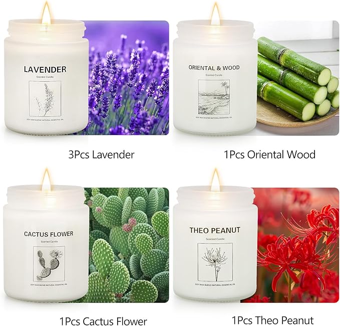 Candles for Home Scented,Lavender Candle Gifts Set,Made with Natural Soy Wax & Essential Oils, 6 Pack 42 Oz Candles Gifts for Women, Ideal for Birthday, Valentine's Day, Thanksgiving - Bloomnest