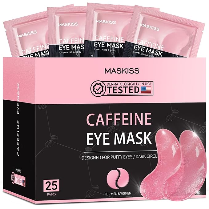 Under Eye Patches (25 Pairs), Caffeine Eye Masks for Dark Circles Puffy Eyes Undereye Bags, Collagen Eye Patches for Wrinkles and Puffiness, Skin Care Gift for Her - Bloomnest
