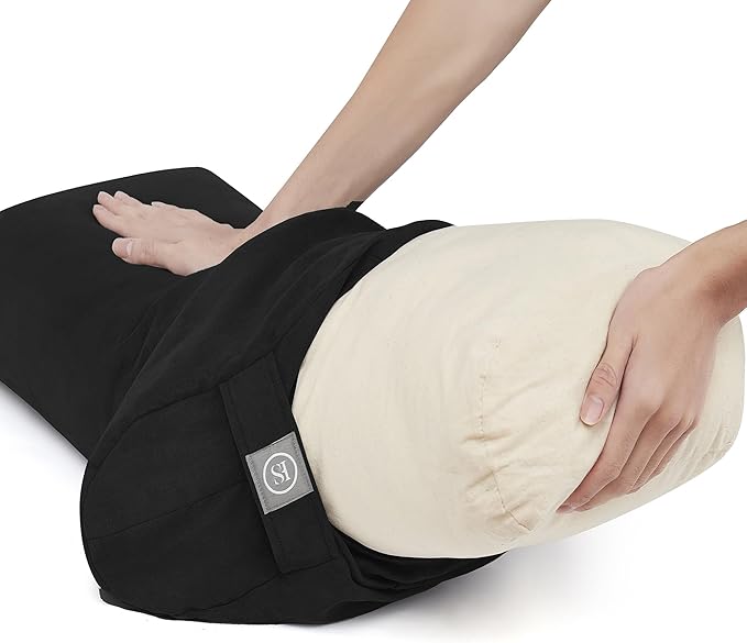 Meditation Cushion Bolster Pillow for Restorative Yoga – Supportive Cushion for Meditation, Pilates, and Relaxation – Filled with Buckwheat Hulls - Removable Cover - Bloomnest