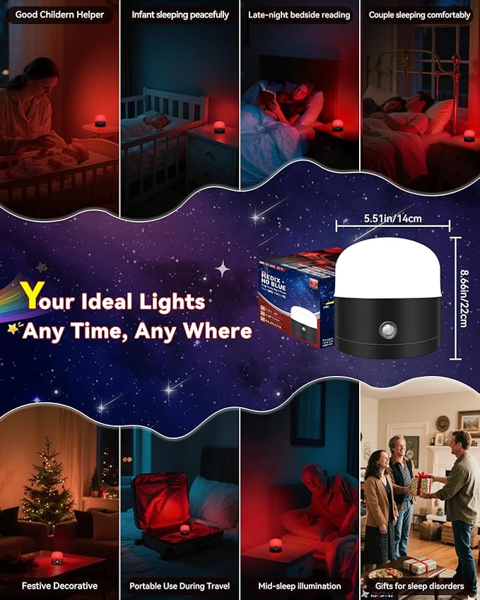 Neporal REDIX 670nm Red Light for Sleep, 100% Blue Light Blocking Night Light, Dimmable & 4 Timer Natural Promoting Melatonin for Fall Sleep, Specific Remote Touch Control Sleep Lamp for Bedroom - Bloomnest