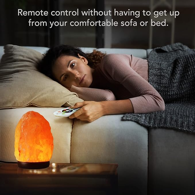 5.5 Inch Himalayan Salt Lamp Night Light with Remote Control, Upgraded 16 Colors Changing & 4 Light Modes LED USB Salt Rock Lamp, Natural Crystal Pink Mini Small Salt Lamp for Home Decor - Bloomnest