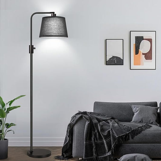 Nintiue [Upgraded] Dimmable Floor Lamp, 1000 Lumens LED Edison Bulb Included, Black Shade, Modern Arc Standing Tall Floor Lamp for Living Room Bedroom Office Dining Room - Bloomnest