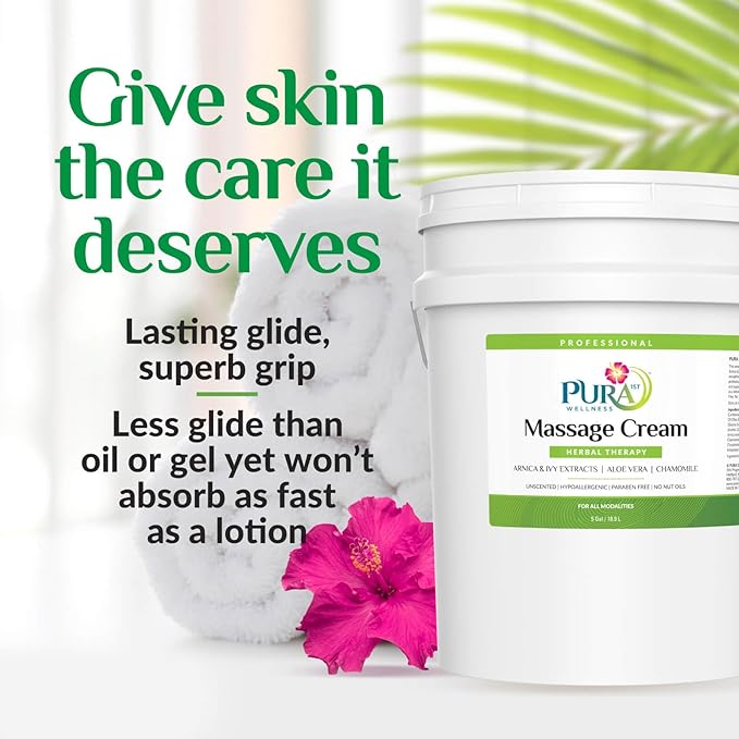 Herbal 5 Gallon Massage Cream, Massage for Muscle Relief, Professional Deep Tissue, Recovery, Natural Ingredients, Skin Hydrating and Moisturizing, Soothing, Relaxation - Bloomnest