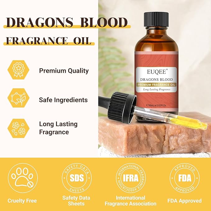 EUQEE Dragons Blood Fragrance Oils, 60ml Scent Essential Oils with Glass Dropper for Diffusers, Soap Making, DIY Bath Bombs - 2.02Fl oz - Bloomnest
