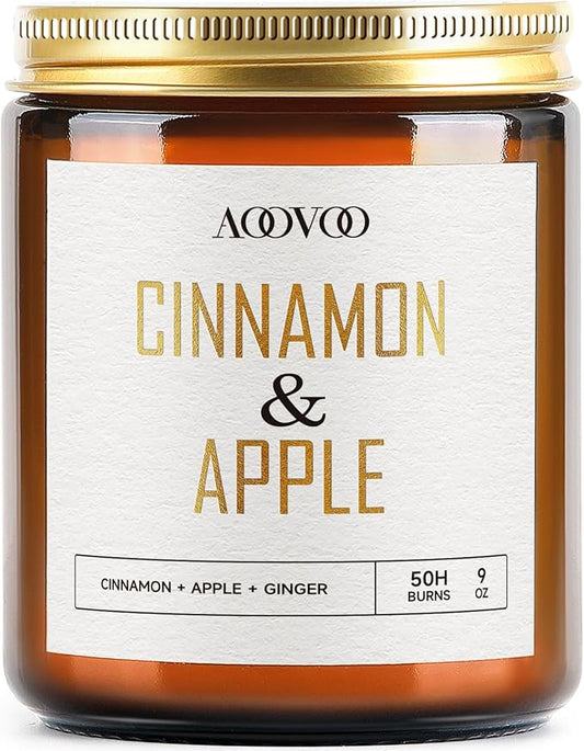 AOOVOO Apple Cinnamon Candles - 9 oz Scented Candles, Aromatherapy Candle, Soy Candle for Home Scented - Bloomnest