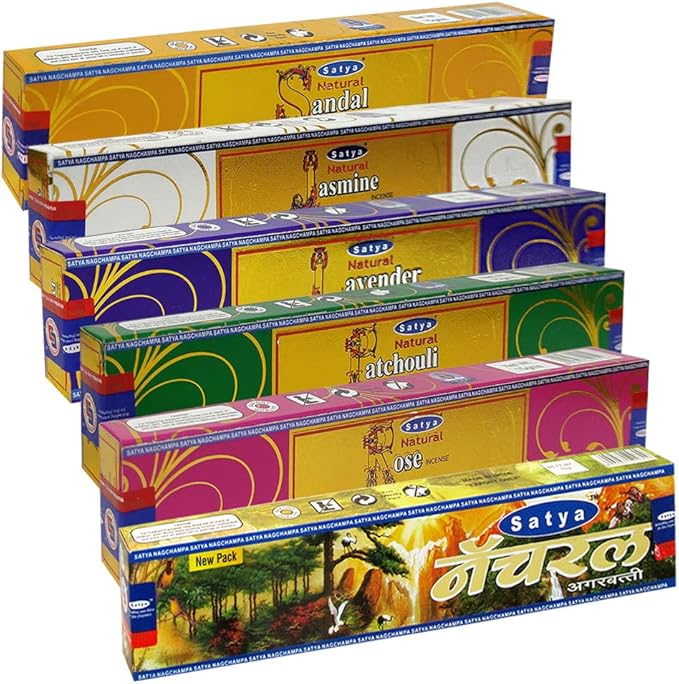 Satya Incense Sticks Variety Pack #1 and Incense Stick Holder Bundle with 6 Natural Series Fragrances TRUMIRI