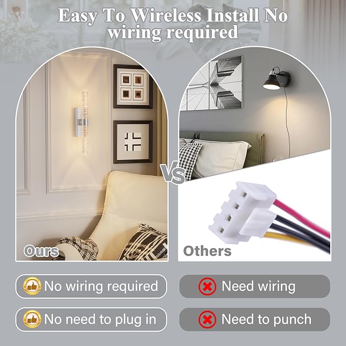 camuucci Battery Operated Sliver Wall Sconces Set of 2 Rechargeable Battery Powered Wall Light with 12000mAh Indoor Not Hardwired Dimmable Wall Lamp Fixtures for Bedroom Living Room 15.3 Inches - Bloomnest