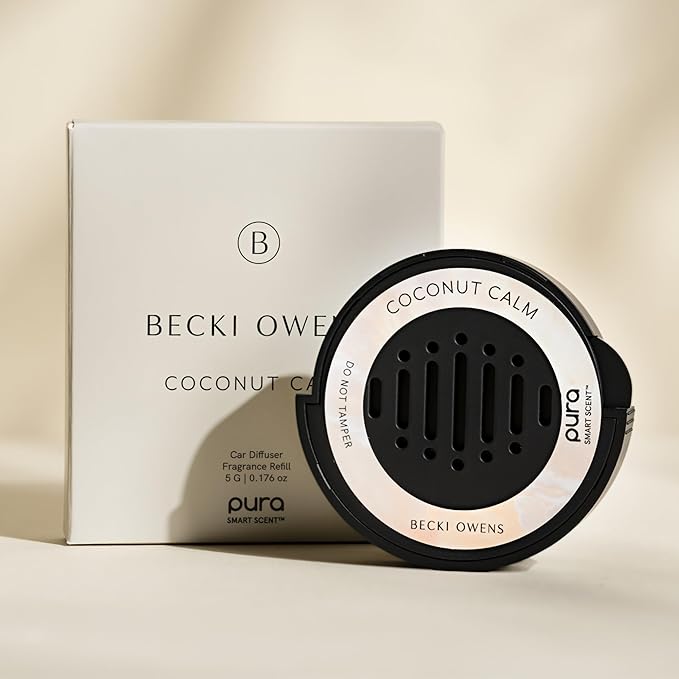Pura and Becki Owens - Pura Car Scent Refill - Fragrance for Car Diffuser - Clean & Safe Luxury Diffuser Scent - Long-Lasting Fragrance for 30 Days of Aroma - Coconut Calm - Bloomnest