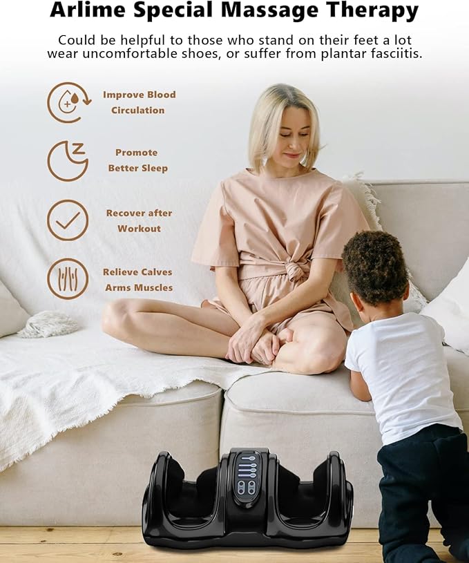 ARLIME Foot Massager, Shiatsu Foot Massage Machine for Plantar Fasciitis, Calf Massager Stimulates Blood Circulation, Deep Kneading and Rolling Nerve Pain w/Remote - Bloomnest